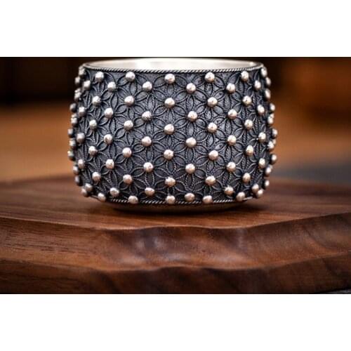 Sterling Silver 999 Nipple Nails Handmade Filigree Cups Master Single Kungfu Teacup Scented Tea Tearoom Drink Tea Glass Tools