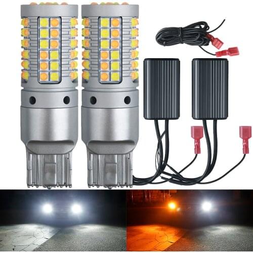 T20 W21W WY21W 7440 BA15S BAU15S 1156 3030 Car LED White Daytime Running Light Fog Light Amber Turn Parking DRL External Light