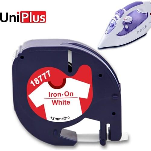 UniPlus Fabric Iron on Label Tapes 18777 Compatible DYMO Letratag 18779 18776 Red on White 12mm for DYMO Label Printer LT100H