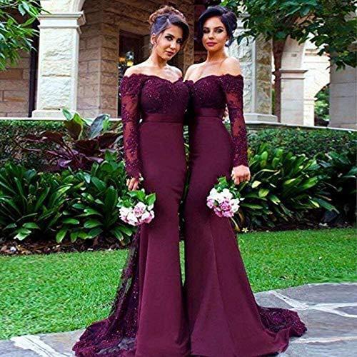 Long Sleeved Mermaid Evening Dresses 2019 New Off the Shoulder Full Sleeve Prom Party Dress Illusion Appliques Lace Haute Coutur