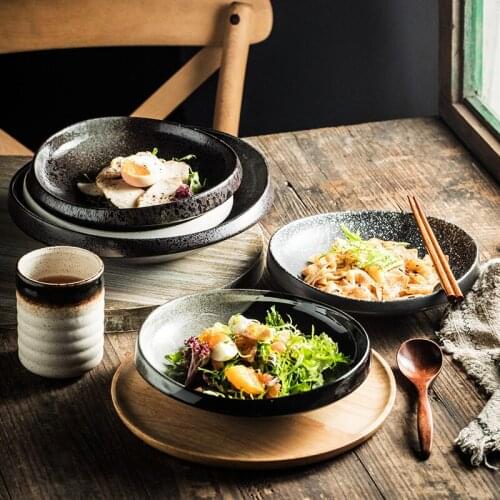 Japanese ceramic dinner plates irregular fruit salad plate large commercial special-shaped retro porcelain tableware 8/10inch