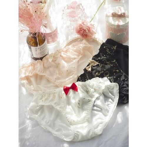 Ice silk underwear women 's silky Japanese gilt pattern low waist breathable sexy fresh underwear