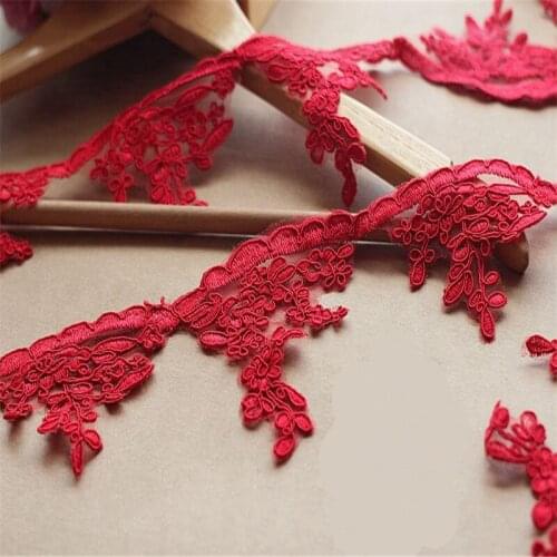 2 Yards High Quality Red Car Bone Ribbon Lace DIY Embroidery Decoration Crafts Decoration Gift Packaging