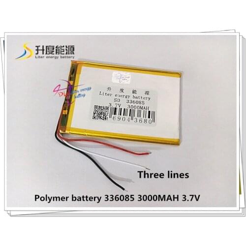 3 line3.7V 3000mAH 336085 Polymer lithium ion / Li-ion battery for tablet pc cell phone MOBILE POWER BANK MP4