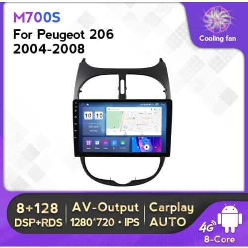 Car Radio Video Stereo Player 2din Android 11 4G LTE For Peugeot 206 2004 2005 2006 2007 2008 GPS Navigation RDS DSP