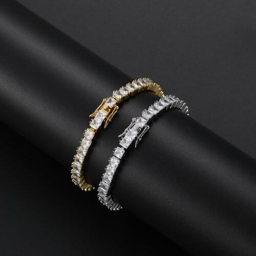 4mm Bling Iced Out Fashion 7inch 8inch Brass Bracelet Mens CZ Jewelry BB024