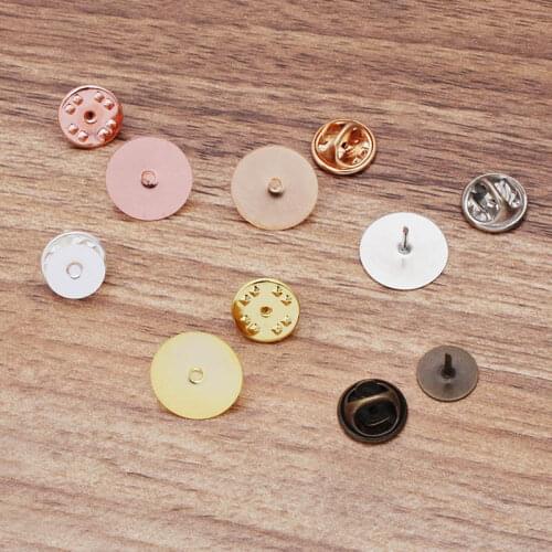 10mm 15mm Shirt Neck Collar Clip Brooch pins Butterfly Backs Flat Circle Glue Pad Bases Settings DIY Crafts Findings Multi-color