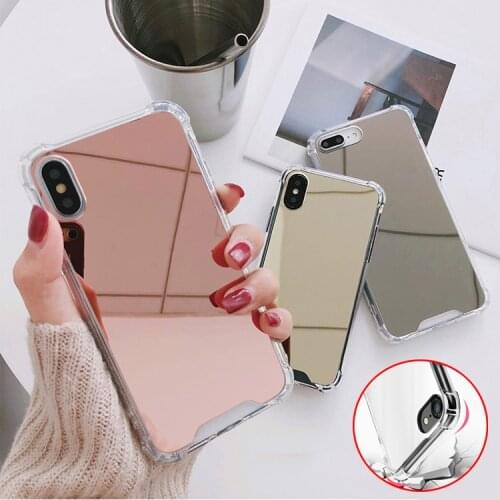 Fashion Mirror Shockproof Clear Soft TPU Silicon Case for iPhone 6 6S 7 8 Plus Back Cover Full Protect for iPhone X Phone Cases