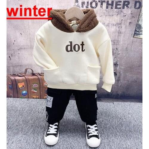 Children Clothes Winter Toddler Boys Clothes Sets Thick Hooded Costume Kids Clothes For Baby Boys Sport Suit 2-6years