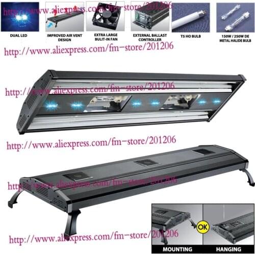 48" Metal Halide HQI+ T5 516W-716W freshwater plant marine coral sps lps Aquarium Aquatic Fish tank Light Lamp Lighting fixture