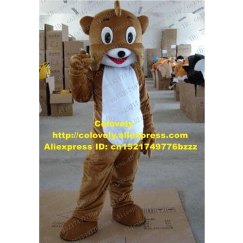 Lovely Brown Puppy Dog Mascot Costume Mascotte Doggie Pup Cutu With Small Black Nose White Belly Adult Size No.1086 Free Ship
