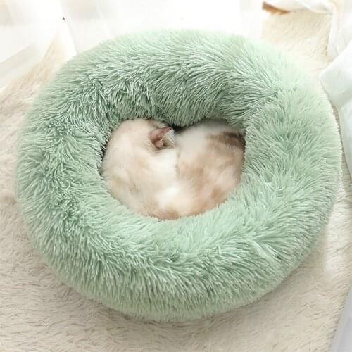 Modern Soft Plush Round Pet Bed for Cats or Small Dogs, Mini Medium Sized Dog Cat Bed Self Warming Autumn Winter Indoor Snooze S