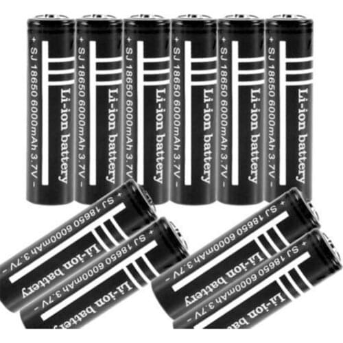 10Pcs/lot High Quality Lithium Li ion Rechargeable Battery 18650 Batteries 3.7V 6000mAh for Flashlight Torch Free shipping