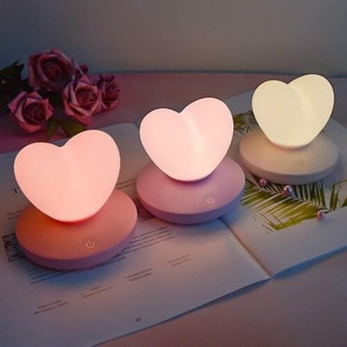 Mini Heart shaped Night Light Silicone Touch Sensor Home Decor Romantic LED Table lamps