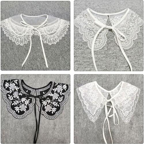 Fashion White Lace Fake Collar Blouse Detachable Collar For Women Clothes Accessories Vintage Ladies False Fake Collar Shirt