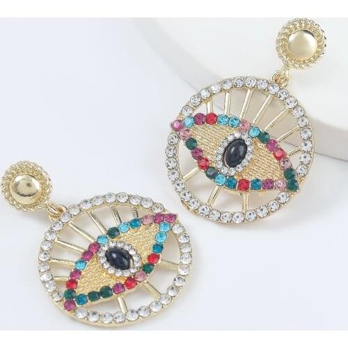 JIJIAWENHUA Trendy Acrylic Alloy Round Eye Earrings Jewelry Modern Bohemian Earrings Fashion Accessories