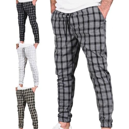 Harajuku Fashion Vintage Pants Good Workmanship Streetwear Plaid Autumn Straight Pants Elastic Waist Loose Pants