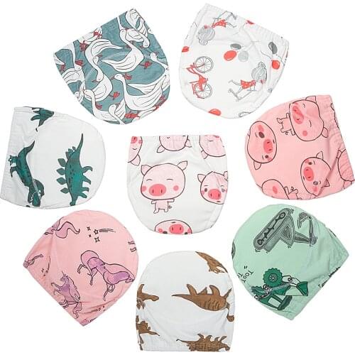 Cartoon Baby Underwear Reusable Waterproof Diapers Kids Cotton Breathable Training Pants Boy Girl Children Animal Print Panties