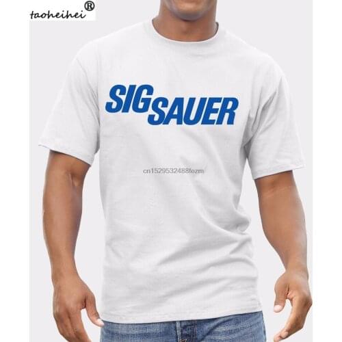 Mens Sig Sauer Logo White Tee Shirt Round Neck Short Sleeves Bottoming T-shirt