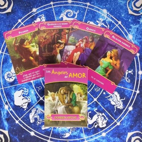 Spanish： The Angel Of love Oracle Deck Tarot Cards And PDF Guidance Divination Deck Entertainment Party Board Game 44Pcs/Box