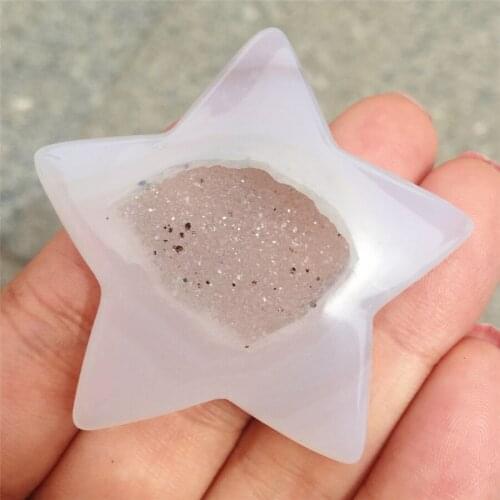 1pcs Natural beautiful Agate Geode Crystal Star Hand Carved and Polished Reiki Healing Chakra Stone Home Decoration Collection