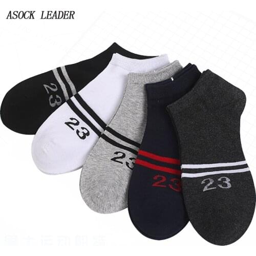 2018 Spring&Summer New Cotton Mens Socks Digital Short Funny Socks Men Fashions Casual Boat Socks 5 Pairs / Lot
