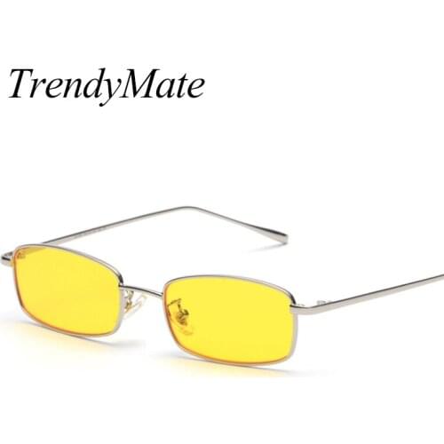 Vintage Small Rectangle Sunglasses Women Men Black Red Sun Glasses UV400 Shades 2018 Fashion Eyewear Accessories Oculos 1283T