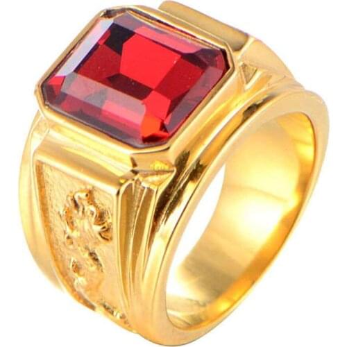Ofertas Retro CZ Zirconium Stone Alloy Ring for Men Fashion Punk Style Man Rings Bijoux Mens Jewelry