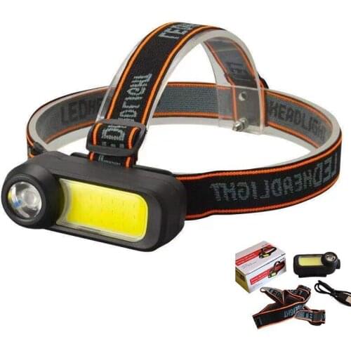 Portable Mini Headlamp 18pcs COB+LED with Build-in Battery USB Charging Outdoor Camping Headlight