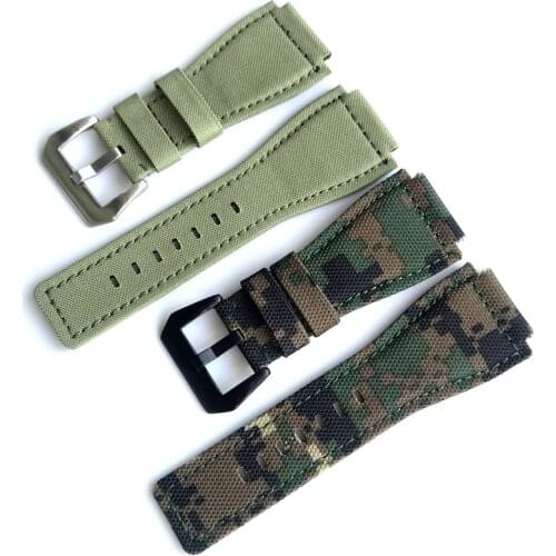 MERJUST 34mm*24mm Army Green Nylon Canvas Watch Strap For Bell Series BR01 BR03 Watchband Bracelet Belt