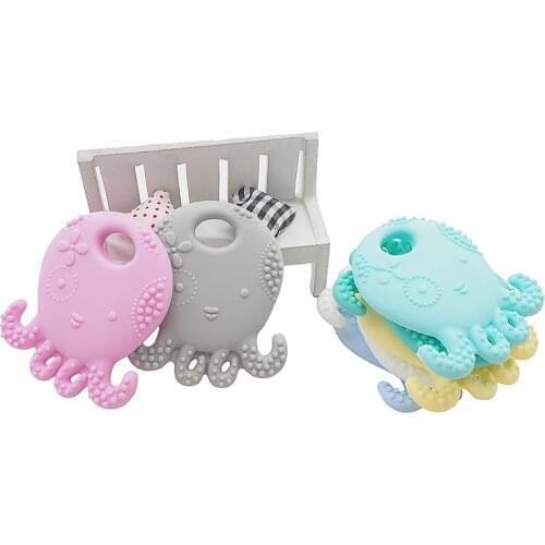 Chenkai 50PCS BPA Free Silicone Octopus Teether Soft Baby Pacifier Teething For DIY Baby Nursing Pacifier Clip Soother Chain Toy