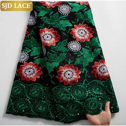 SJD LACE Genuine Cotton Very Soft African Swiss Voile Lace 5 Yards Modern Traditional Ghana Occasional Dress High Quality A2491