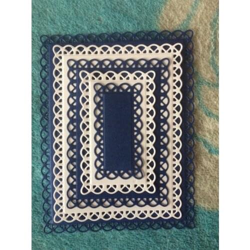 Nested Stitched Scallop Rectangle Frame Set Metal Cutting Dies Stencil for DIY Scrapbooking Paper Cards Making Crafts New 2019