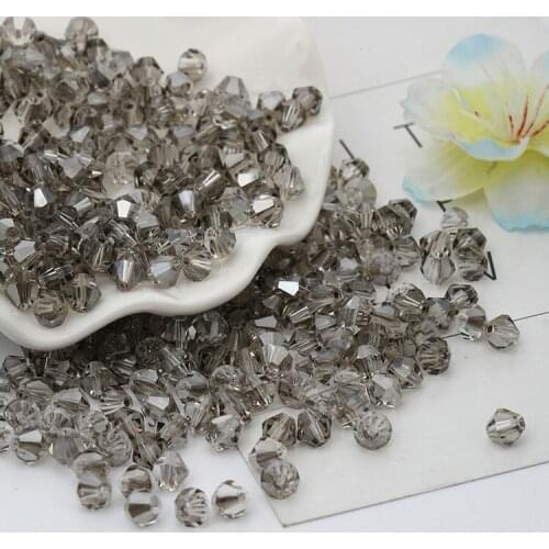TianBo 100pcs 4mm gray Bicone 5301 Austria Crystal Beads Glass Beads Loose Spacer Bead for DIY Jewelry Making
