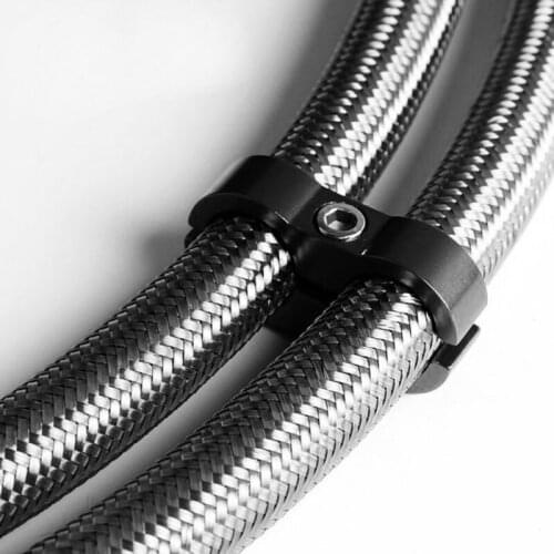 Stepped Billet Dual AN4 AN6 AN8 AN10 AN12 Braided Hose Separator Clamp Cable Fastener Fitting Double Hole Oil Pipeline Clamp