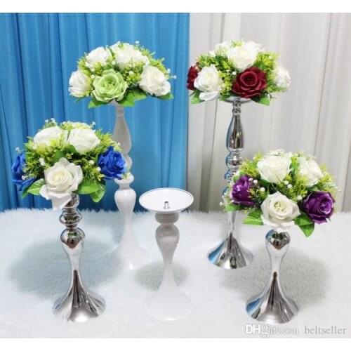 Wedding table decoration flower stands T-Stage road lead stainless steel columns metal flower vase table centerpiece many size