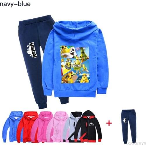 Fortnite Boys and Girls Cotton Cardigan Jacket + Trousers Spring And Autumn Sports Suit Childrens Wear