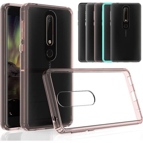 For Nokia 6 2018 Ultra Thin Crystal Clear Hybrid Case Soft TPU Frame Hard Back Shockproof Transparent Cover For Nokia 6.1 (2018)