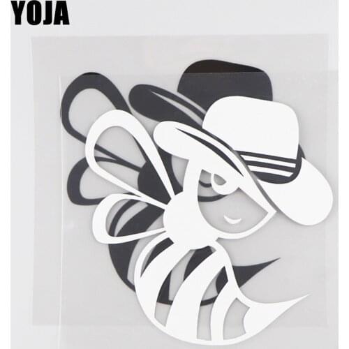 YOJA 12.7×12.8CM Vinyl Honeybee Pattern Cartoon Animals Decal Car Stickers Black/Silver 19C-0170