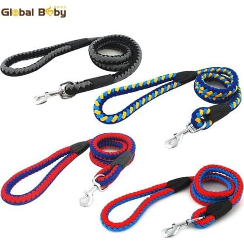 High Quality Double Colors Styles Round Rope Fiber Strong Dog Pet Leashes Lead for Medium Large Dogs