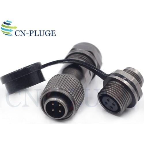 WEIPU ST12 ,Waterproof 4 pin Metal Industrial Rear-nut Wire Connector, Male Plug Female Socket Rated current 5A IP67