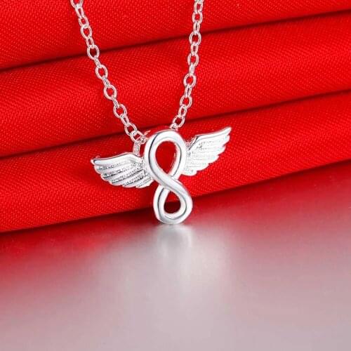 High quality 925 Sterling Silver Pretty angel wings Pendant Necklace For Women Fashion luxury party Wedding Jewelry Holiday gift