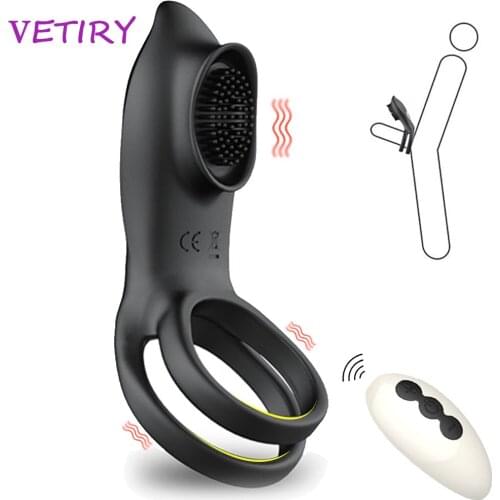 Time Delay Ejaculation Vibrating Cock Ring 9 Speeds Remote Control Penis Vibrator Clitoris Stimulation Sex Toys for Men Couples