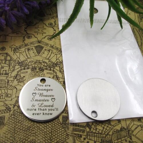 20pcs--"you are stronger braver smarter"stainless steel charms 5 styles for choosing DIY Charms for necklace bracelets