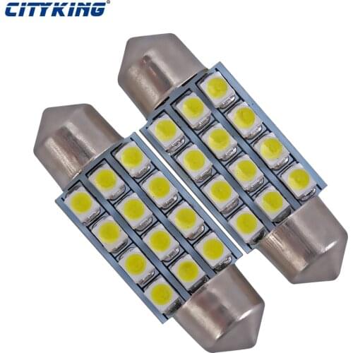 10 X White light LED Car Bulb festoon 12smd 1210 led 31mm 36 mm 39mm 41mm led c5w Map Interior Lamp reading light