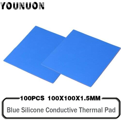 100 Pieces 100mm*100mm*1.5mm Thermal Pad 100x100mm 1.5mm Thickness GPU CPU Heatsink Cooling Conductive Silicone Pad Thermal Pad