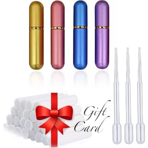 2Set Aluminum Nasal Inhaler Stick Refillable Bottle For Aromatherapy Essential Oils With High Quality Cotton Wicks