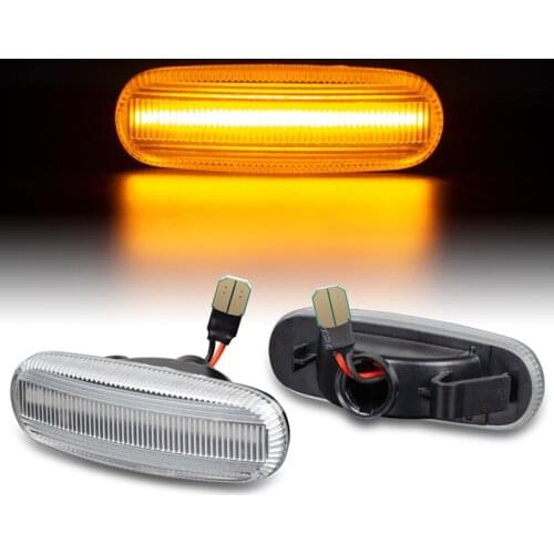 2Pcs Dynamic Amber LED Side Marker Turn Signal Sequential Blinker Light For Fiat Doblo Cargo Fiorino Grande Punto Idea Linea