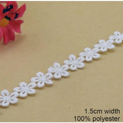 20yards 1.5cm white lace polyester embroid lace sewing ribbon fabric guipure diy trims warp knitting DIY Garment Accessories3752