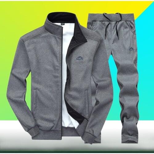2021 Tracksuits Men Fashion Sports Leisure Fleece Suits Cardigan Baseball Sport Set Young Men Clothing Jacket + Pants Track Suit